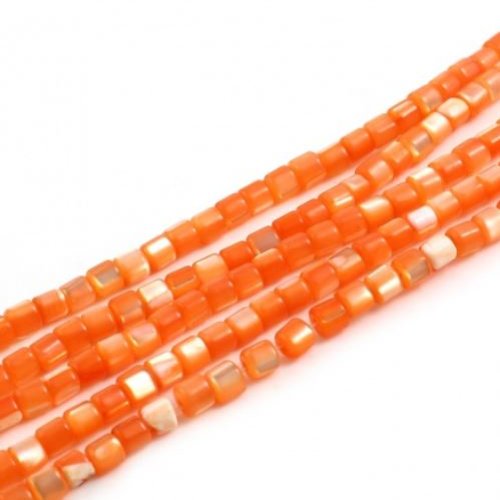 Perles naturelles coquillage - lot de 30 - orange - r593