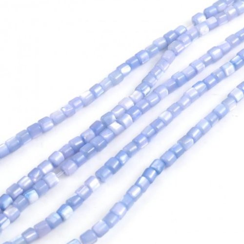 Perles naturelles coquillage - lot de 30 - bleu- r601