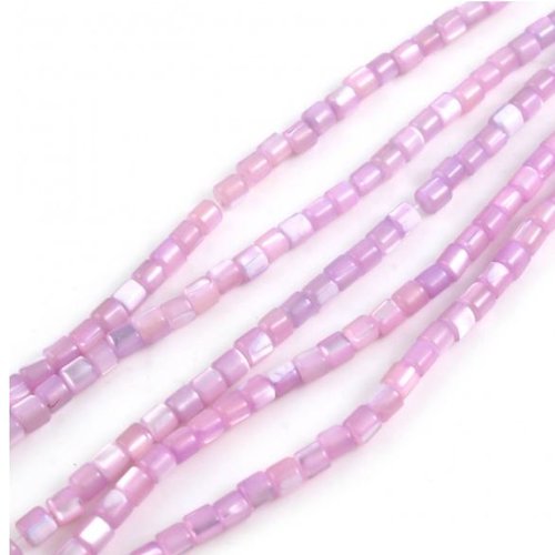 Perles naturelles coquillage - lot de 30 - violet - rose - r600