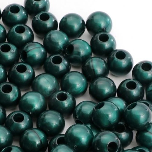 Lot de 10 perles en acrylique - rondes - 16 mm - vertes - r363