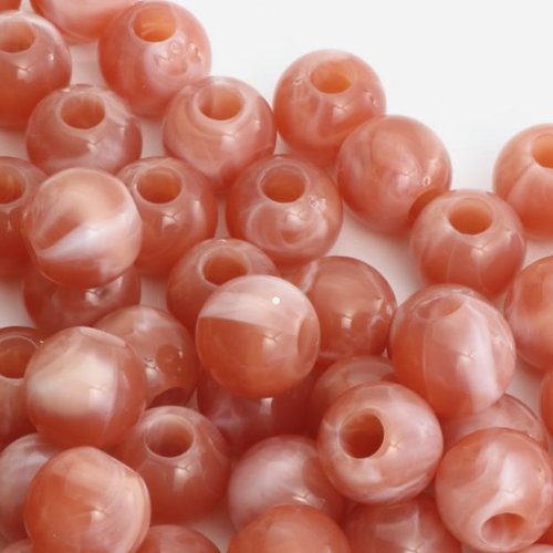 Lot de 10 perles en acrylique - rondes - 16 mm - tarracotta - r352