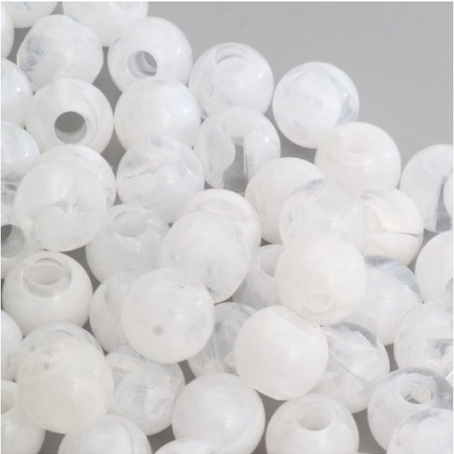 Lot de 10 perles en acrylique - rondes - 16 mm - blanc - r354