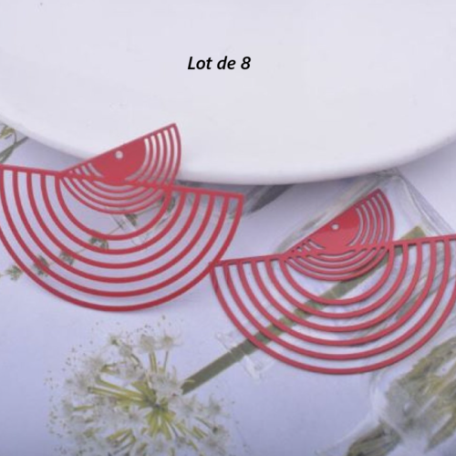 Lot de 8 pendentifs  - breloques - forme eventail - estampe - filigrane - laser cut