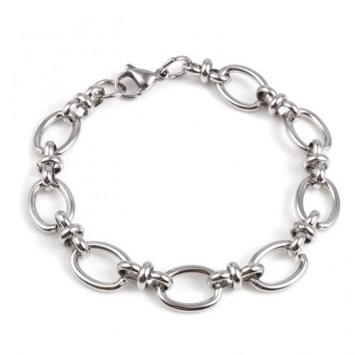 1 bracelet maille ovale - acier inoxydable - 19.5 cm - r513