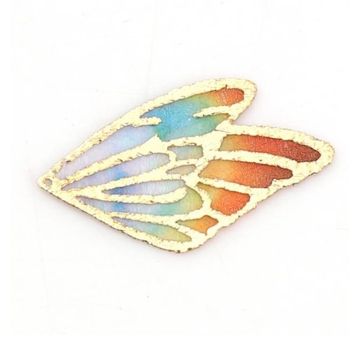 1 pendentif aile de papillon - orangé - bleu - r252