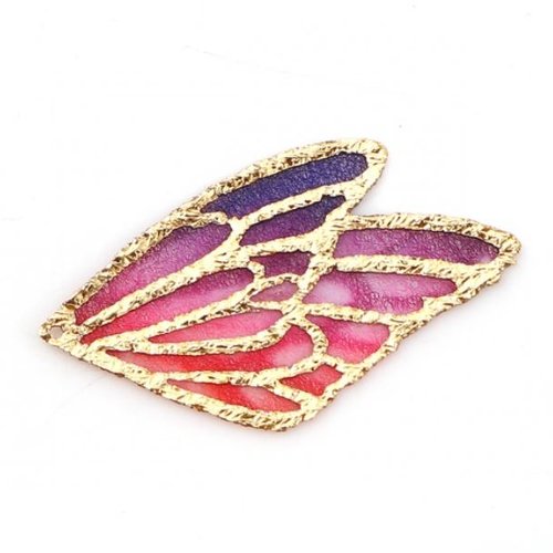 1 pendentif aile de papillon - rouge - violet - r256