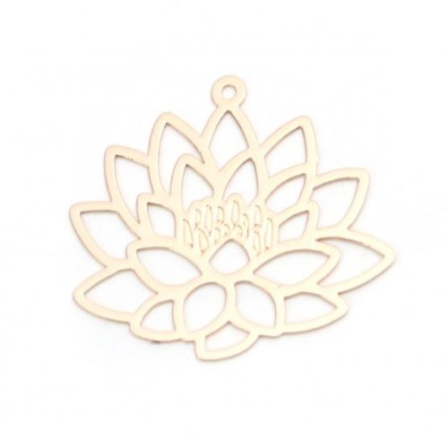 1 breloque fleur de lotus - métal couleur doré - r604