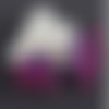 1 pendentif - breloque pompon fleurs - violet - fuchsia - f16205s