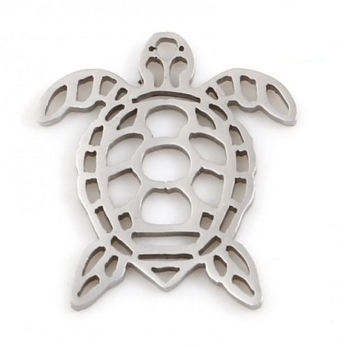 1 breloque pendentif - tortue - acier inoxydable - argenté - r874