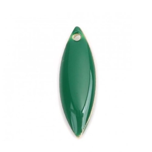 1 pendentif - sequin feuille émaille vert - laiton - r076