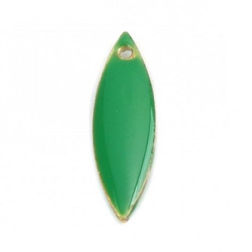 1 pendentif - sequin marquise émaille vert - laiton - r084