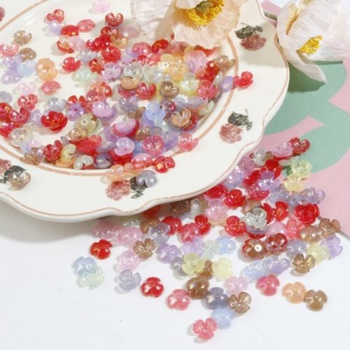 Lot de 50 perles acrylique - coupelles - forme fleurs - p978