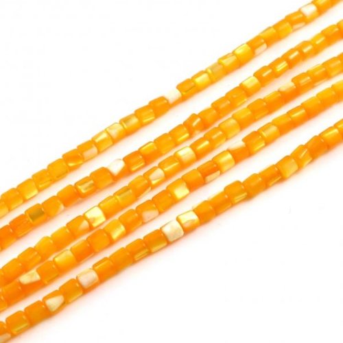 Perles naturelles coquillage - lot de 30 - orange - r595
