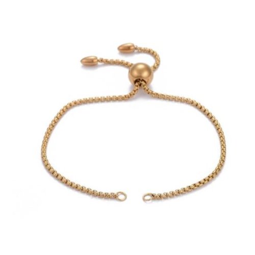 1 support bracelet à customiser - acier inoxydable doré - maille vénitienne - r849