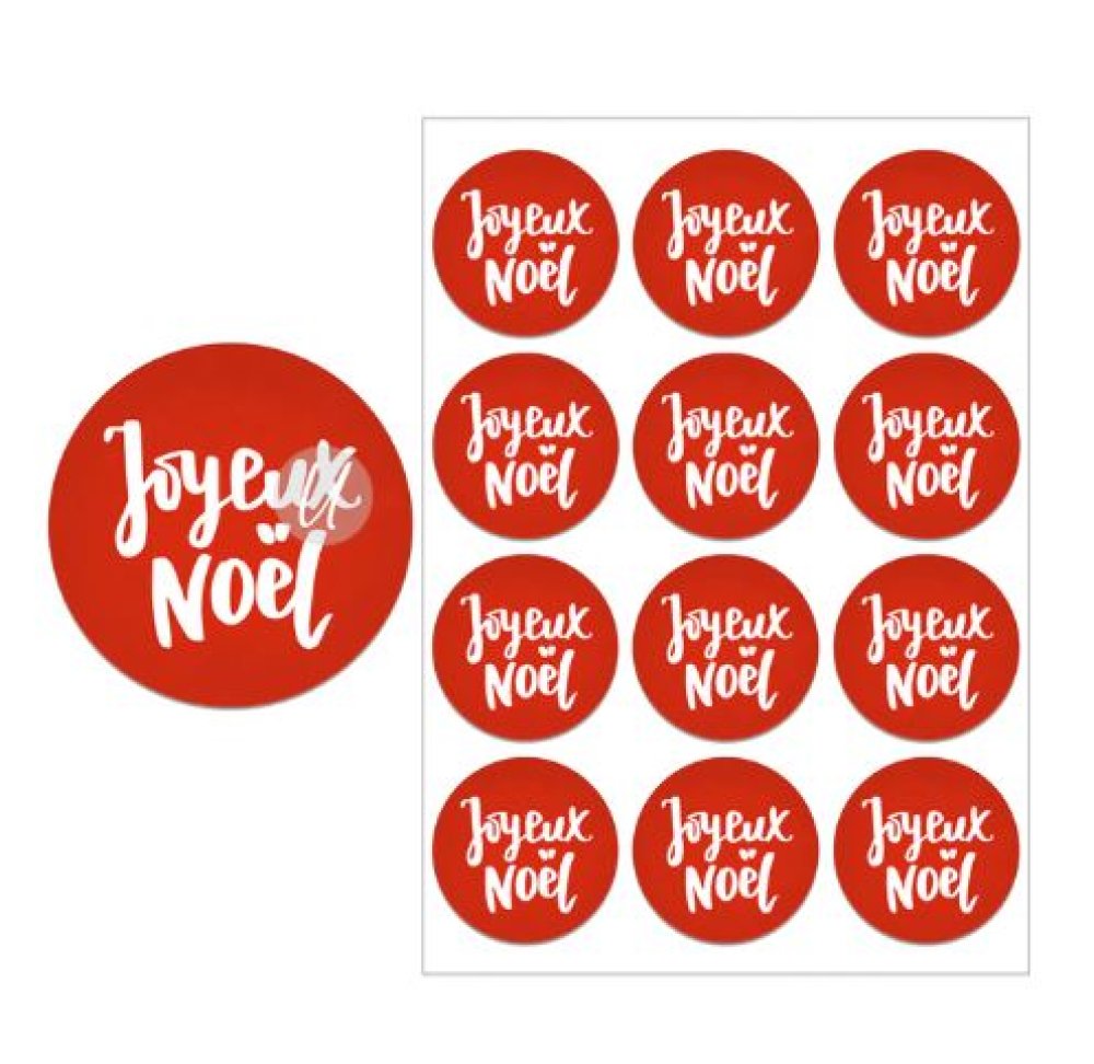 15 Etiquettes autocollantes stickers pour cadeaux ' JOYEUX NOEL 