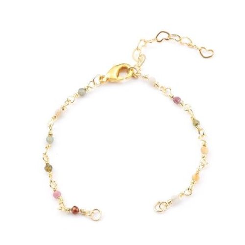 1 support bracelet à customiser - perle multicolore -  couleur métal doré - r907