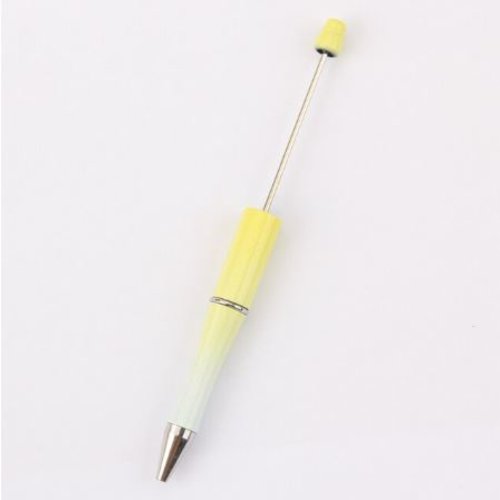 1 stylo à bille personnalisable avec des perles - couleur dégradée arc en ciel - jaune