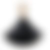 1 pendentif - sequin éventail - émaillé noir - laiton - r597