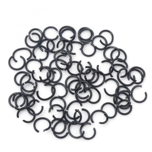 1 lot de 300 anneaux de jonction ouverts - aluminium - noir - 6 mm - r931