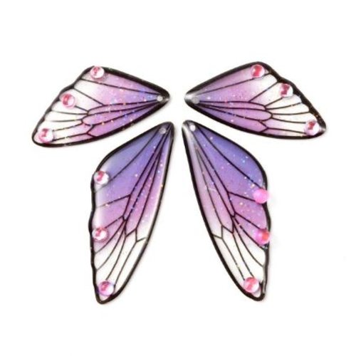 Lot de 2 pendentifs aile de papillon en résine - violet - r621