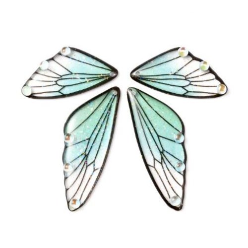 Lot de 2 pendentifs aile de papillon en résine - vert - r622