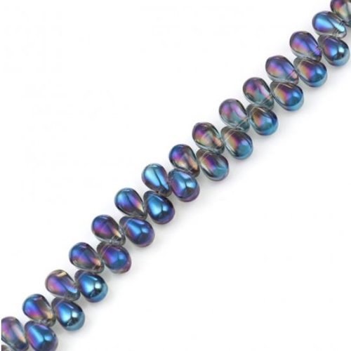 Lot de 10 perles en verre - goutte d'eau - bleu - p3197