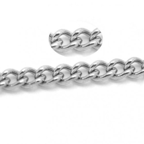 1 m chaîne maille cheval - acier inoxydable -  couleur métal argenté - r053