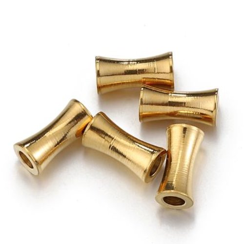 1 perle tube intercalaire - espacement - acier inoxydable - doré - 8 mm - r391