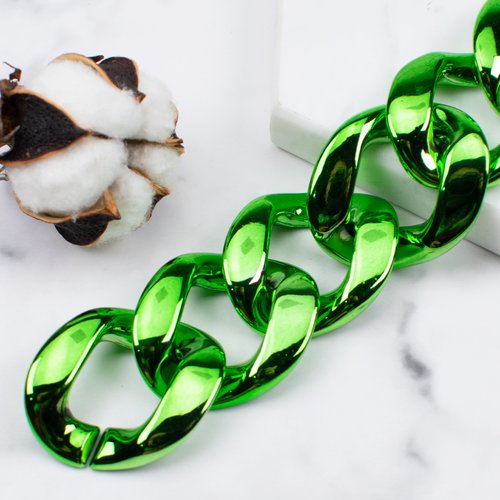 5 anneaux maillons ouverts torsadés en acrylique - vert nacré - 35 x 35 mm - r208