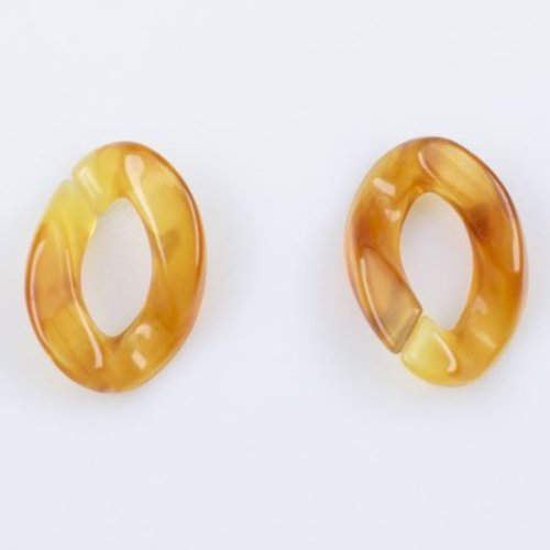 5 anneaux ouverts torsadés en acrylique - beige - r61
