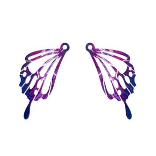 Lot de 2 breloques pendentifs  aile de papillon - laser cut - violet