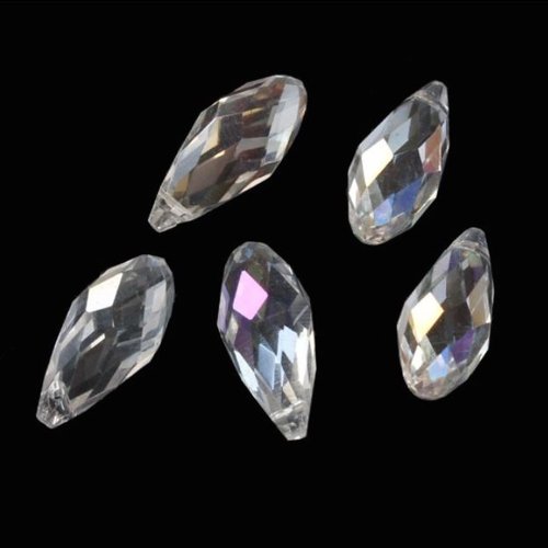 Lot de 5 perles en verre cristal à facette - forme goutte - p4644