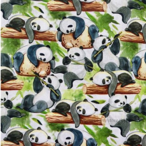 1 coupon de tissu coton panda - bambou