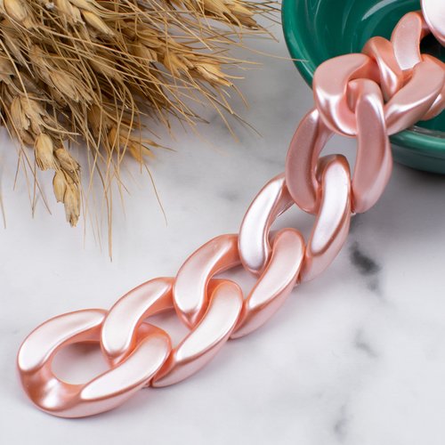 5 anneaux ouverts torsadés en acrylique - rose nacré - r0705