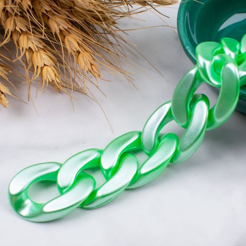 5 anneaux ouverts torsadés en acrylique - vert nacré - r0209