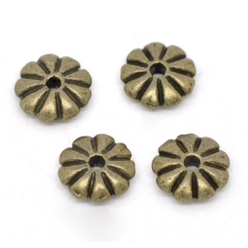 10 perles intercalaire fleur - couleur bronze antique - r677