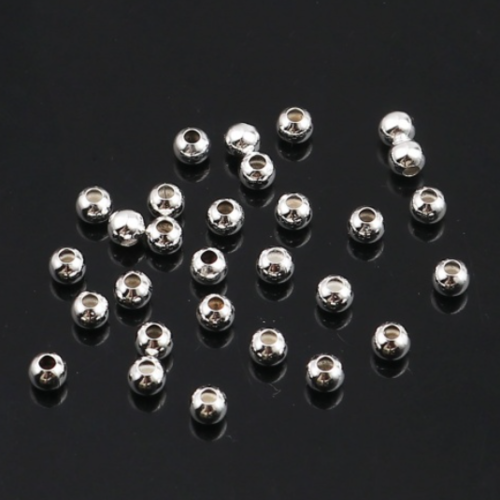 500 perles rondes - couleur métal argenté - r567