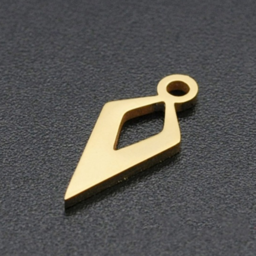 1 breloque pendentif - forme géométrique -  dorée - acier inoxydable