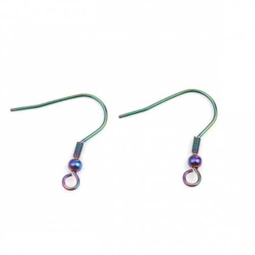 2 paires boucles d'oreille crochets en acier inoxydable - irisé - r592
