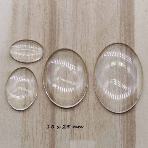 1 cabochon ovale dôme  en verre - 18 x 25 mm