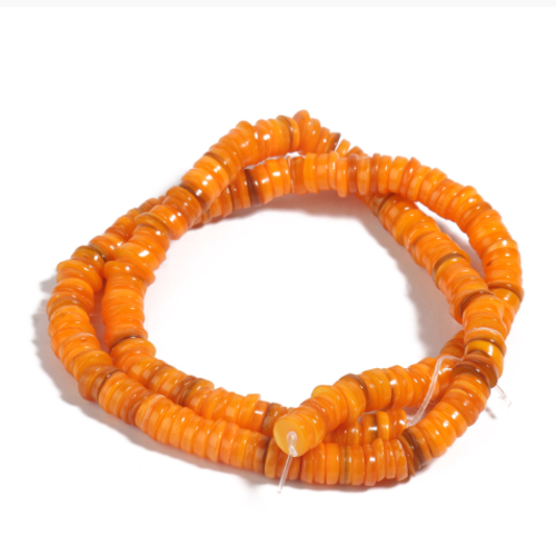 Perles naturelles coquillage - lot de 30 - orange - p703