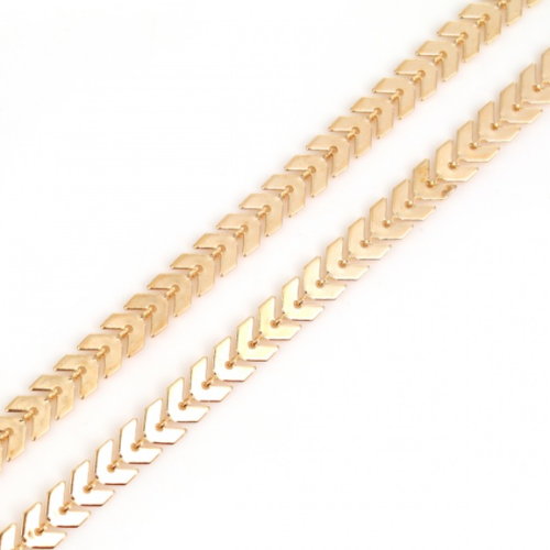 1 m de  chaîne à maille chevron en epi -  couleur métal doré - r816