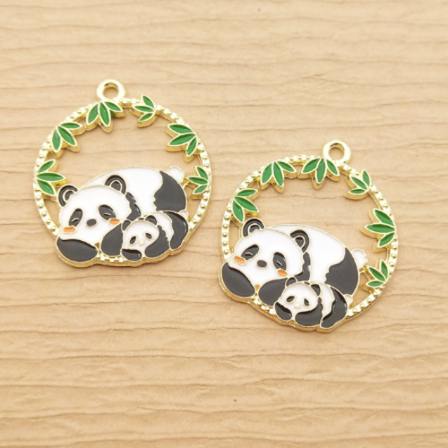 1 breloque pendentif panda - emaillé