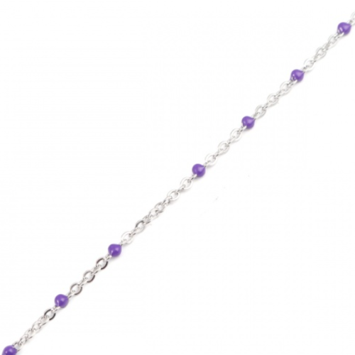 1 m de chaine acier inoxydable perle email violet - r830