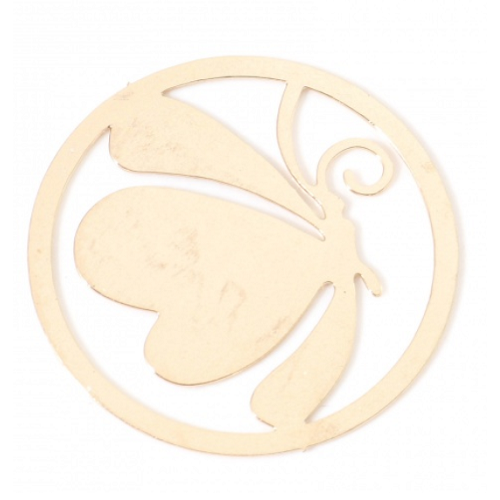 1 pendentif breloque papillon estampe ronde - doré - filigrane - laser cut
