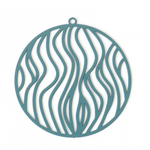 1 pendentif breloque ronde estampe - filigrane - laser cut