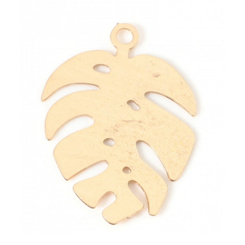 1 pendentif feuille monstera - estampe - filigrane - laser cut