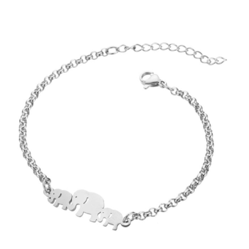 1 bracelet connecteur eléphant en acier inoxydable - couleur métal argenté