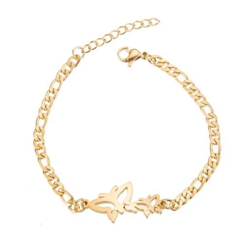 1 bracelet connecteur papillon en acier inoxydable - couleur métal doré