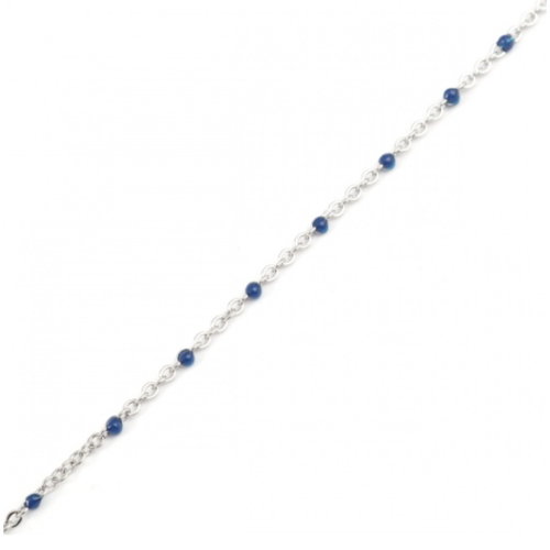 1 m de chaine acier inoxydable perle email bleu roi - r825